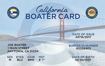 California Boating safety education card