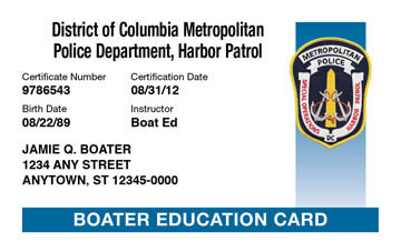 District of Columbia safety education card