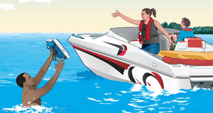 Boating safety procedures illustration