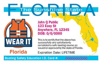 Florida Boating safety education card