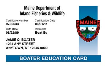 Maine safety education card