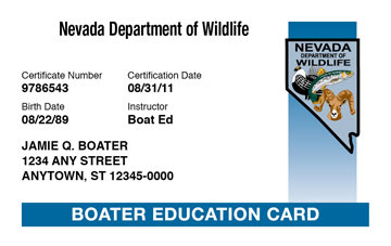 Nevada safety education card