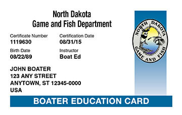 North Dakota safety education card