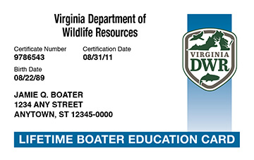 Virginia safety education card